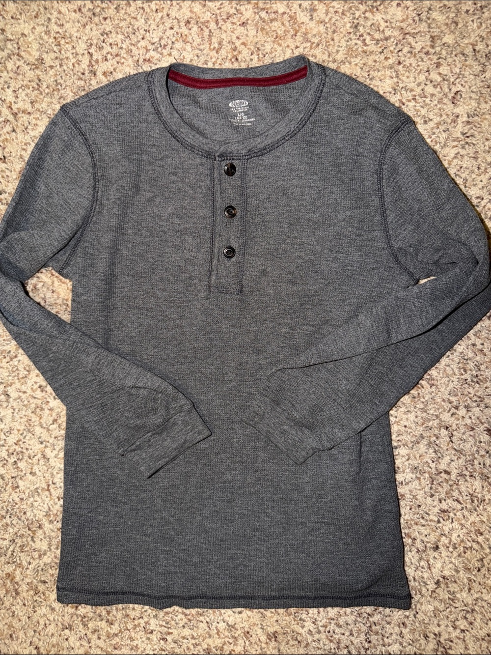 Old Navy boys L 10/12 Dark Gray Henley Thermal Long Sleeve
